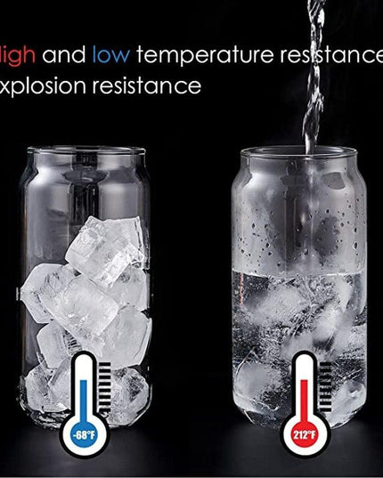 Elegant Can-Shaped Glass Tumbler Set - 4 Premium Cups for Luxurious Beverage Experiences