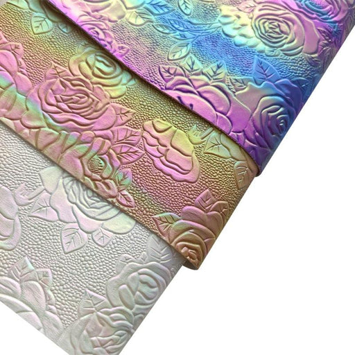Embossed Rose Patterned Faux Leather Fabric - Crafting Essential
