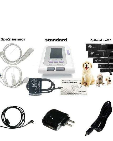 Comprehensive Veterinary Blood Pressure and Oxygen Monitoring System with Adjustable Cuff Sizes
