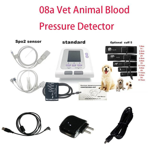 Veterinary Health Monitor Kit with Blood Oxygen Probe and Variable Cuff Sizes