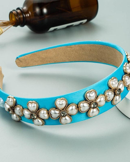 Sparkling Blue Rhinestone Turban Headband - Chic Hair Accessory for Effortless Elegance