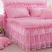 Princess Dream Lace Bedding Ensemble - Bed Skirt, Pillowcases, and Luxurious Bedspread Set for Girls, King/Queen Size