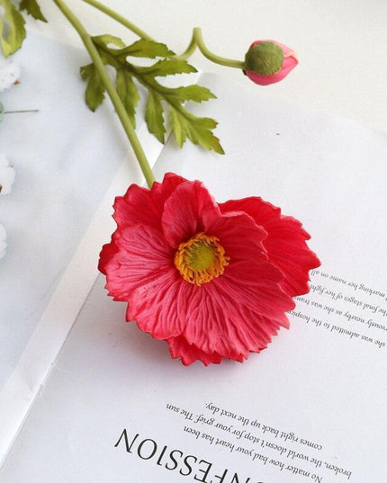 Elegant Realistic Poppy Faux Flower Bouquet - Luxurious Floral Centerpiece for Stylish Decor