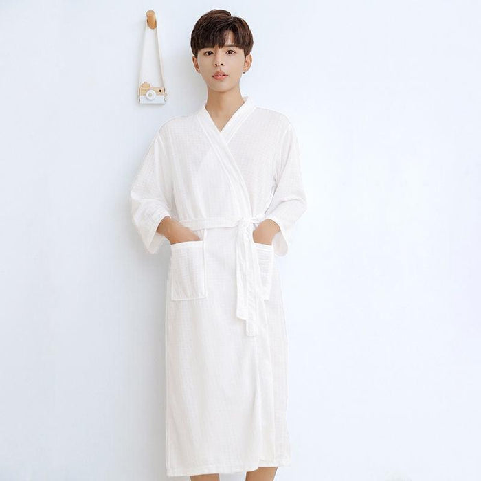 Luxurious Cotton Kimono-Inspired Couple's Nightwear Set
