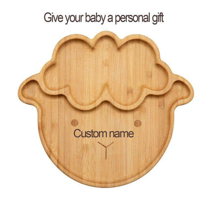Sheepishly Elegant Bamboo Baby Feeding Bowl Set with Silicone Suction Cup - Très Elite