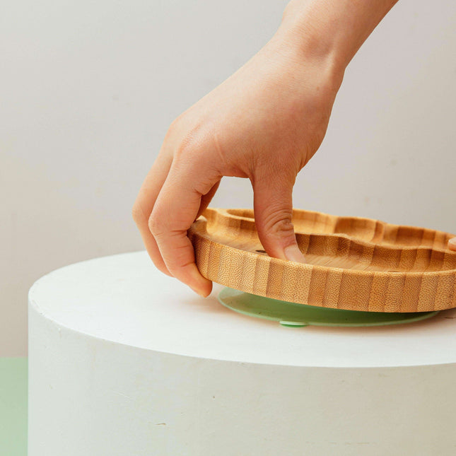 Sheepishly Elegant Bamboo Baby Feeding Bowl Set with Silicone Suction Cup - Très Elite