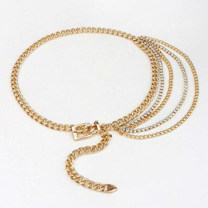 Shimmering Rhinestone Chain Belt - Versatile and Chic Glamour - Très Elite