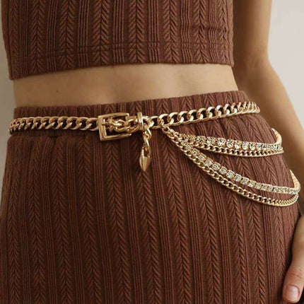 Shimmering Rhinestone Chain Belt - Versatile and Chic Glamour - Très Elite