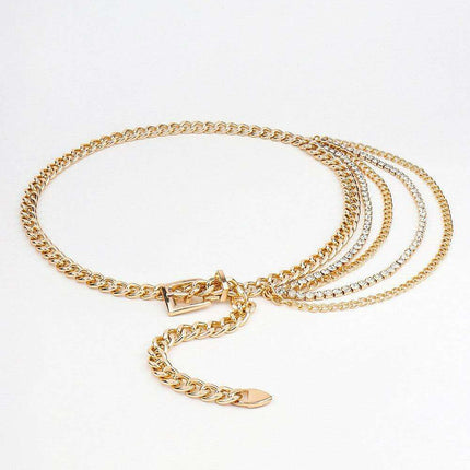 Shimmering Rhinestone Chain Belt - Versatile and Chic Glamour - Très Elite