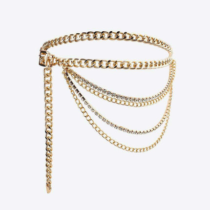 Shimmering Rhinestone Chain Belt - Versatile and Chic Glamour - Très Elite