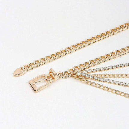 Shimmering Rhinestone Chain Belt - Versatile and Chic Glamour - Très Elite