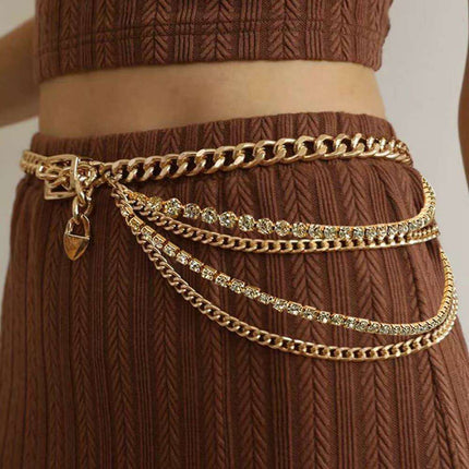 Shimmering Rhinestone Chain Belt - Versatile and Chic Glamour - Très Elite
