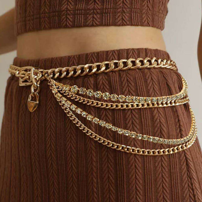 Shimmering Rhinestone Chain Belt - Versatile and Chic Glamour