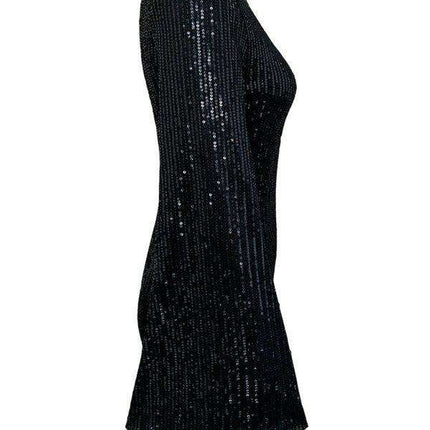 Shimmering Sequin Drop Shoulder Bell Sleeve Dress for Effortless Elegance - Très Elite