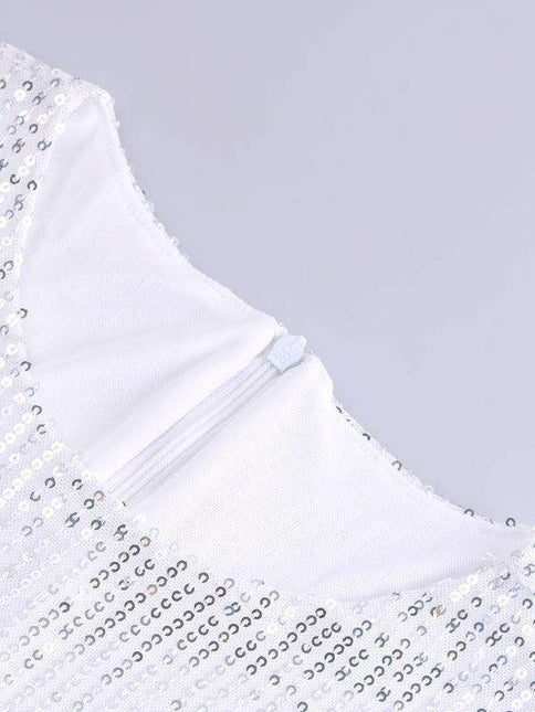 Shimmering Sequin Drop Shoulder Bell Sleeve Dress for Effortless Elegance