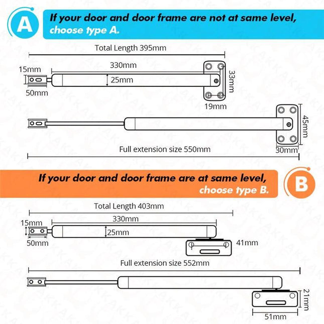 SilentGuard Adjustable Gas Spring Door Closer - Soft Close Mechanism for All Door Types