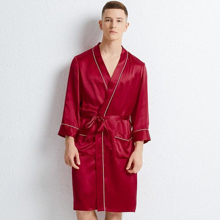 Silken Serenity Kimono Nightgown: Luxe Sleepwear for the Modern Groom - Très Elite
