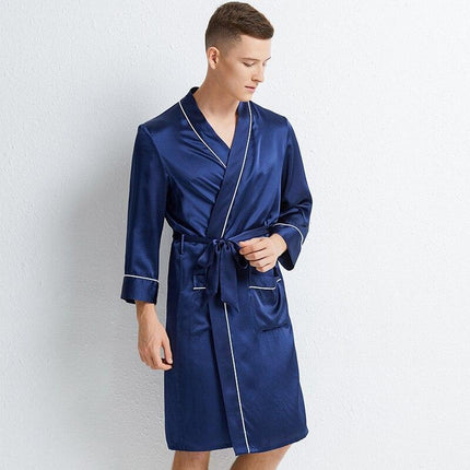 Silken Serenity Kimono Nightgown: Luxe Sleepwear for the Modern Groom - Très Elite