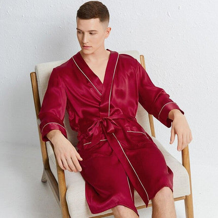 Silken Serenity Kimono Nightgown: Luxe Sleepwear for the Modern Groom - Très Elite