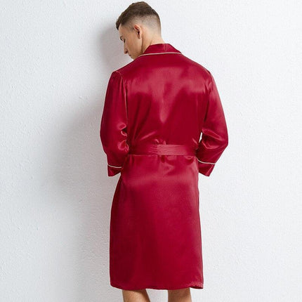 Silken Serenity Kimono Nightgown: Luxe Sleepwear for the Modern Groom - Très Elite