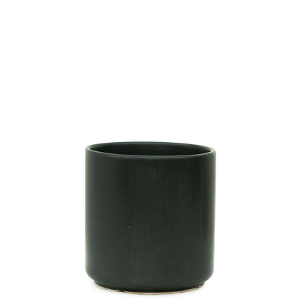 Sleek 5" Matte Black Ceramic Planter with Customizable Drainage