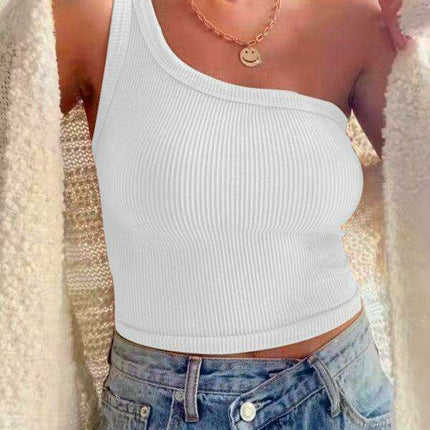 Sleek Asymmetrical Ribbed Knit Tank Top for Women