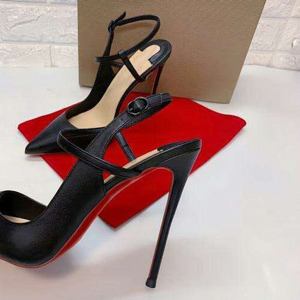 Sleek Black Lace-Up Stiletto Heels for Trendsetting Women - Très Elite