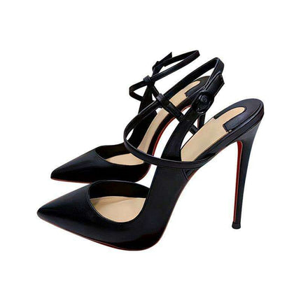 Sleek Black Lace-Up Stiletto Heels for Trendsetting Women - Très Elite