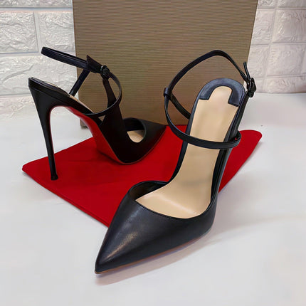 Sleek Black Lace-Up Stiletto Heels for Trendsetting Women - Très Elite