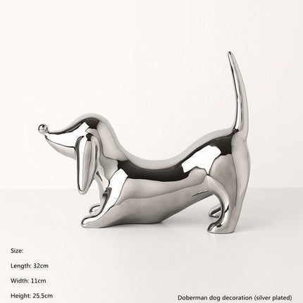 Sleek Doberman Pinscher Figurine - Chic Decorative Accent for Home Elegance - Très Elite