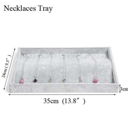 Sleek Ice Grey Velvet Jewelry Holder with Generous Compartments