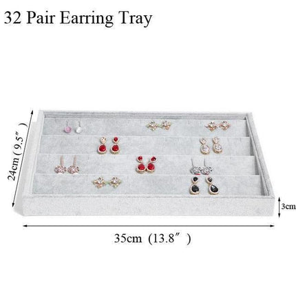 Sleek Ice Grey Velvet Jewelry Holder with Generous Compartments