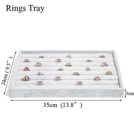 Sleek Ice Grey Velvet Jewelry Holder with Generous Compartments