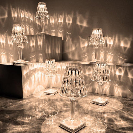 Sleek LED Table Lamp with Crystal Accents and Nightlight Feature