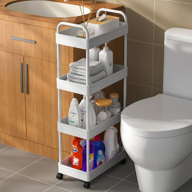 Sleek Mobile Rolling Storage Cart with Innovative Millive Wheel Design - Smart Shelving Solution