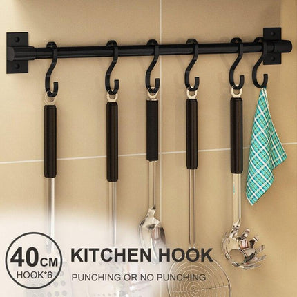 Sleek Multi-Purpose Aluminum Storage Rack with Chic Hooks