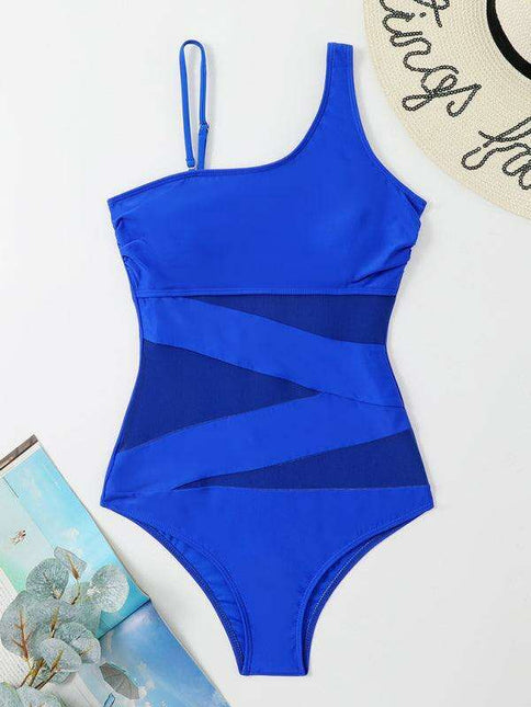 Sleek One-Shoulder Mesh Detail Swimsuit for Women