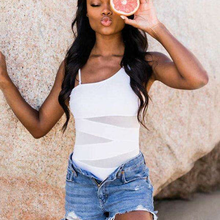 Sleek One-Shoulder Mesh Detail Swimsuit for Women - Très Elite