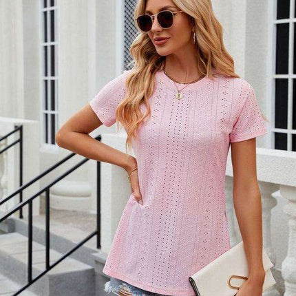 Sleek Slit Sleeve Women's Tee - Effortless Elegance for Any Occasion