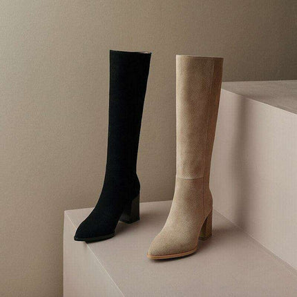 Sleek Sophistication: Women’s Premium Leather Knee-High Heeled Boots for Effortless Style - Très Elite