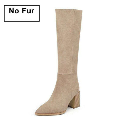 Sleek Sophistication: Women’s Premium Leather Knee-High Heeled Boots for Effortless Style - Très Elite