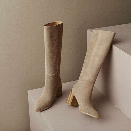 Sleek Sophistication: Women’s Premium Leather Knee-High Heeled Boots for Effortless Style - Très Elite