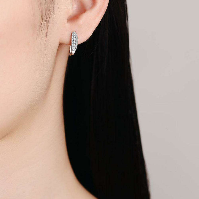 Sleek Sterling Silver Moissanite Earrings with Rhodium Finish: A Classic Statement Piece