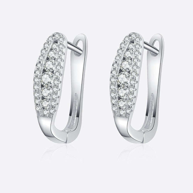 Sleek Sterling Silver Moissanite Earrings with Rhodium Finish: A Classic Statement Piece