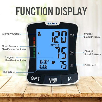 Smart Wrist Blood Pressure Monitor with Heartbeat Analysis & Dual User Memory..