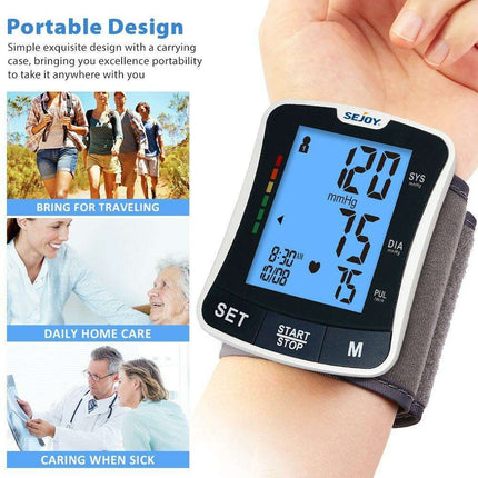 Smart Wrist Blood Pressure Monitor with Heartbeat Analysis & Dual User Memory..