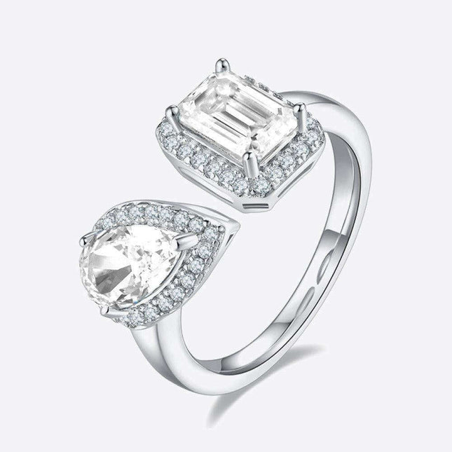 Sophisticated 1 Carat Moissanite & Zircon Accent Sterling Silver Open Ring - A Masterpiece of Artistry and Enduring Elegance