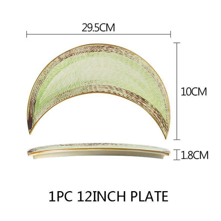 Sophisticated 12 Inch Porcelain Moon Dish: Ideal for Sushi, Desserts, and More! - Très Elite