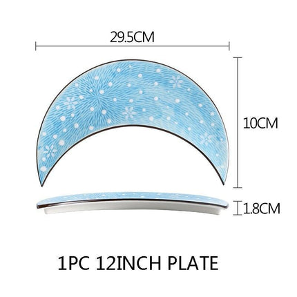 Sophisticated 12 Inch Porcelain Moon Dish: Ideal for Sushi, Desserts, and More! - Très Elite