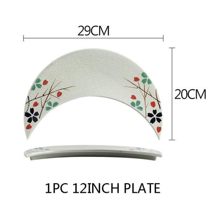 Sophisticated 12 Inch Porcelain Moon Dish: Ideal for Sushi, Desserts, and More! - Très Elite